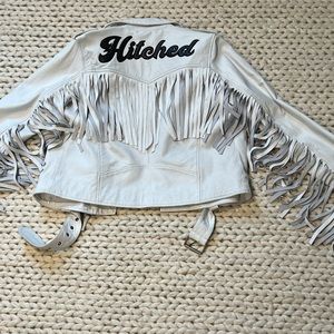 NWOT Leather “Hitched” Biker Jacket with Fringe